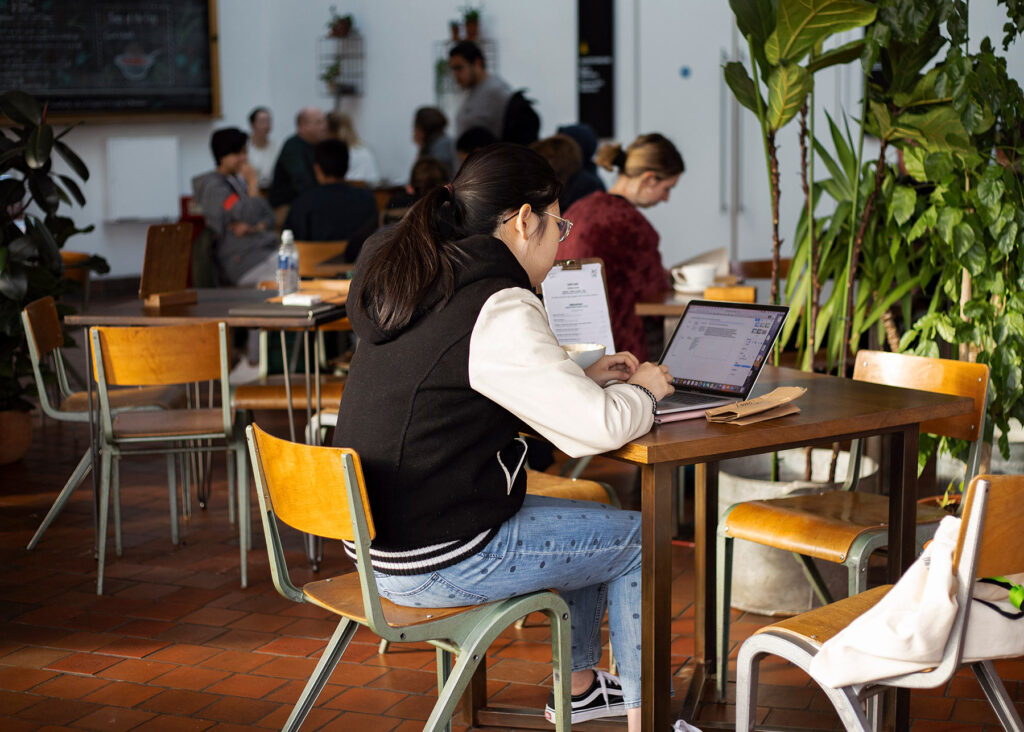 Students with laptops University of Sussex