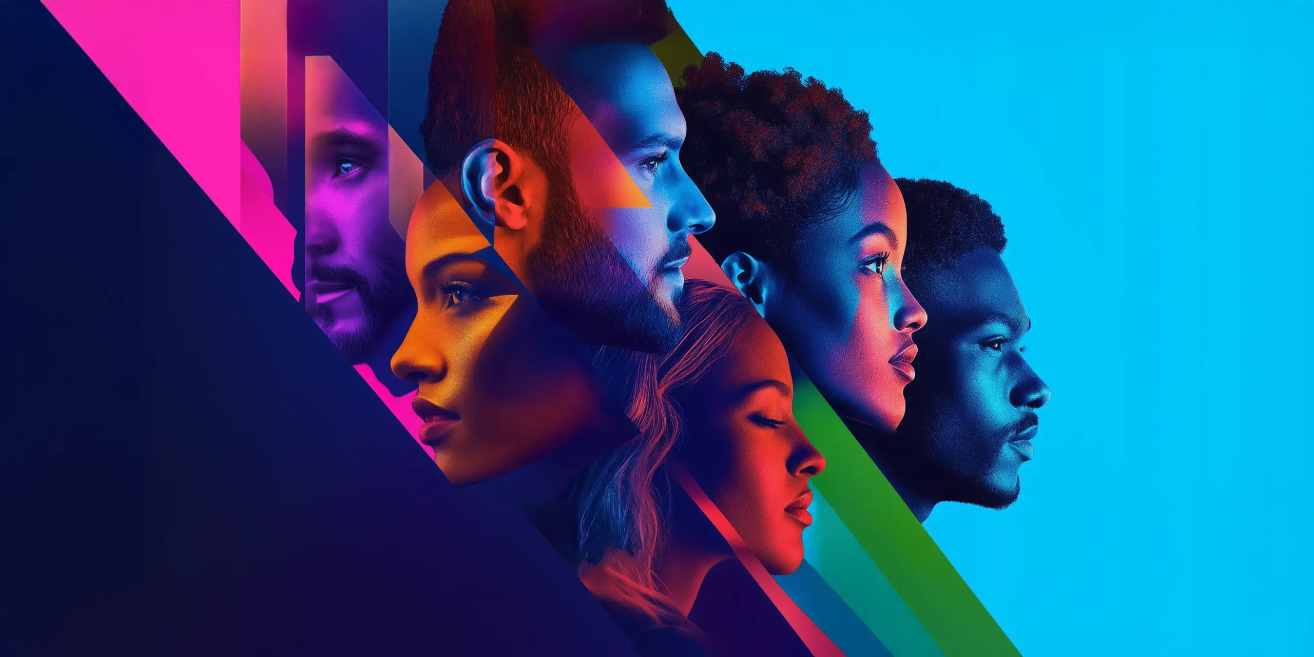 Side profiles of diverse people to celebrate Human Rights Day