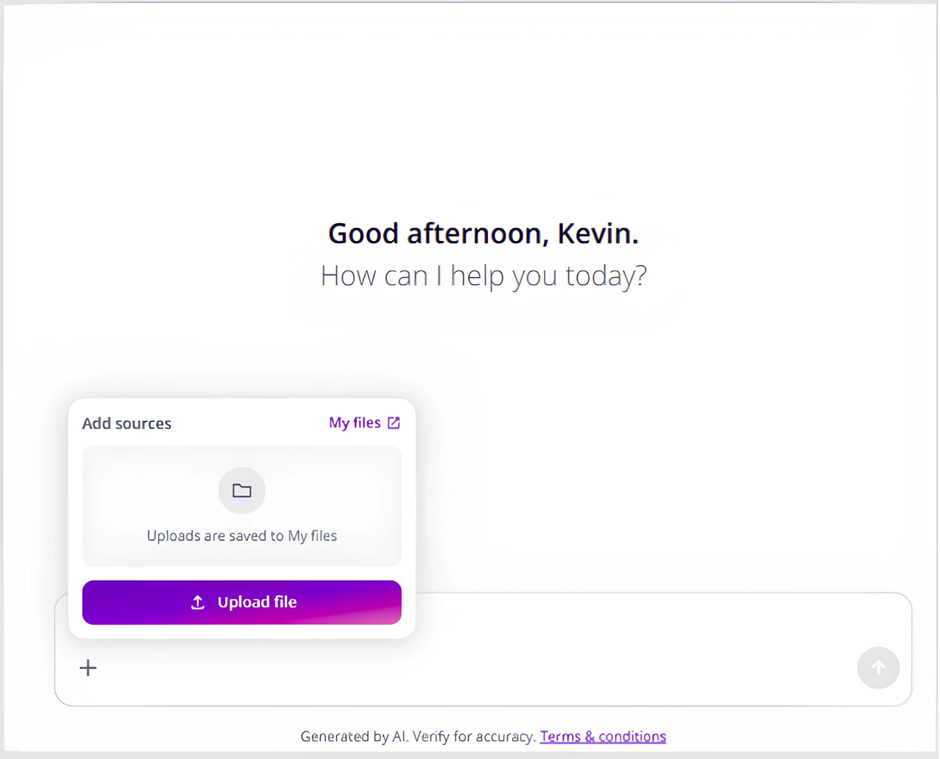 Image shows the Kortext IQ chat interface with the option for a user to upload a file.