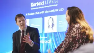 speaker on stage at kortext live 2026