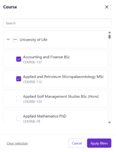 Screenshot of stream 5.1 showing how the platform displays complex course structures
